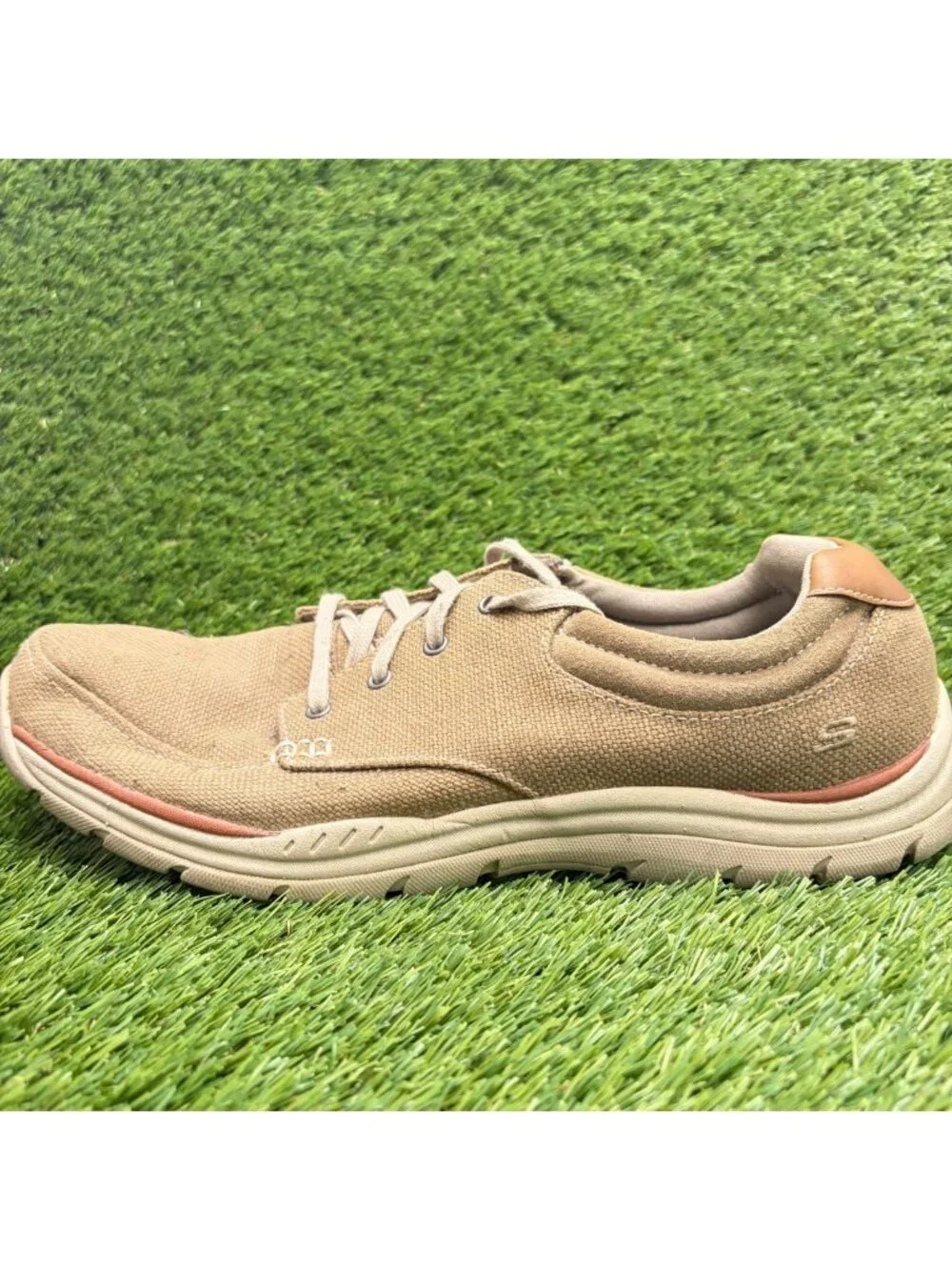 Skechers Expected Orman Mens Size 13 Khaki Casual Walking Lace Up Oxford Shoes